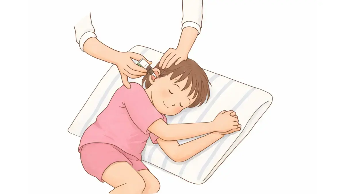 耳浴をしている女の子