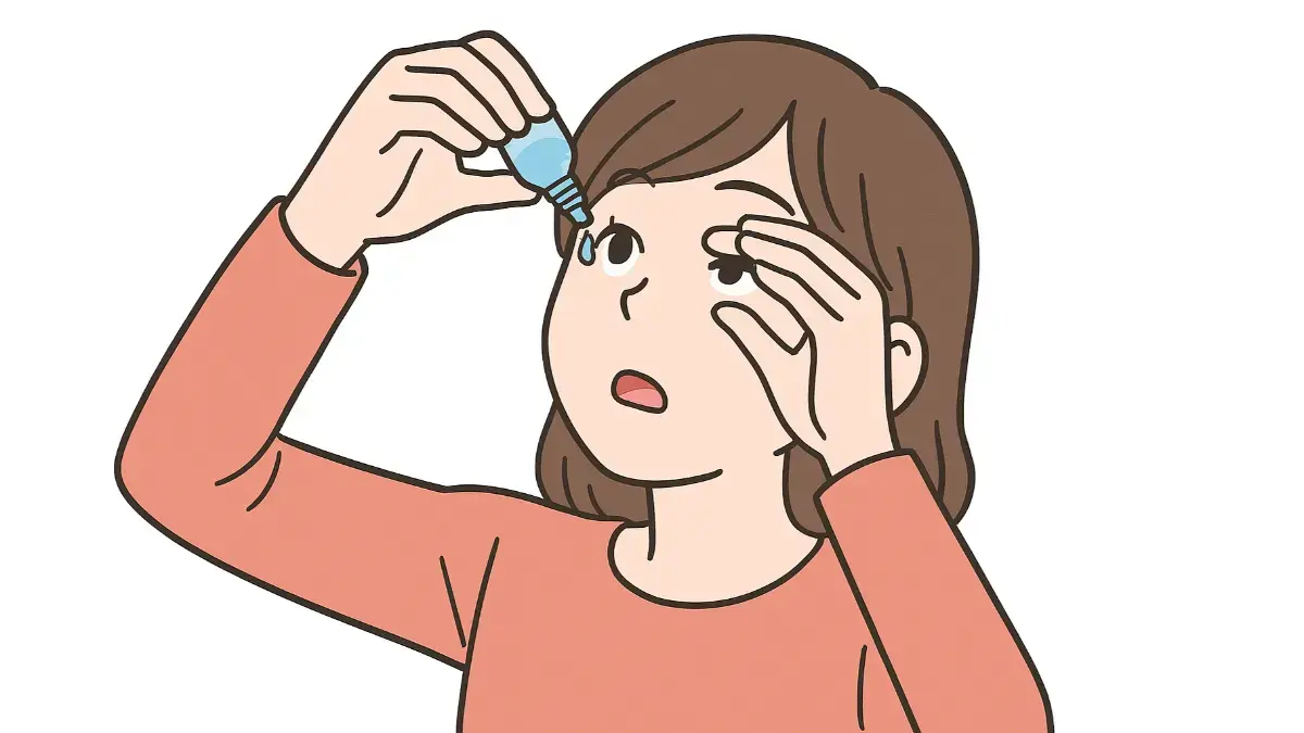 目薬を点眼している人物 (1)