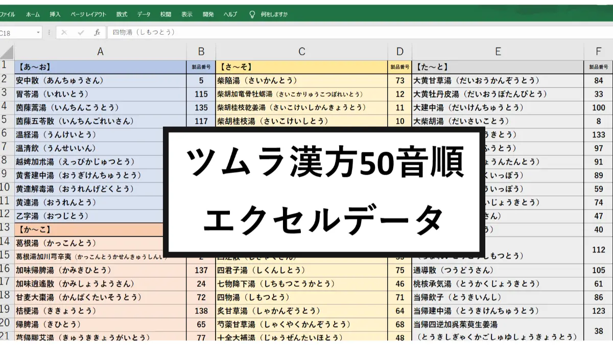 ツムラ漢方50音順