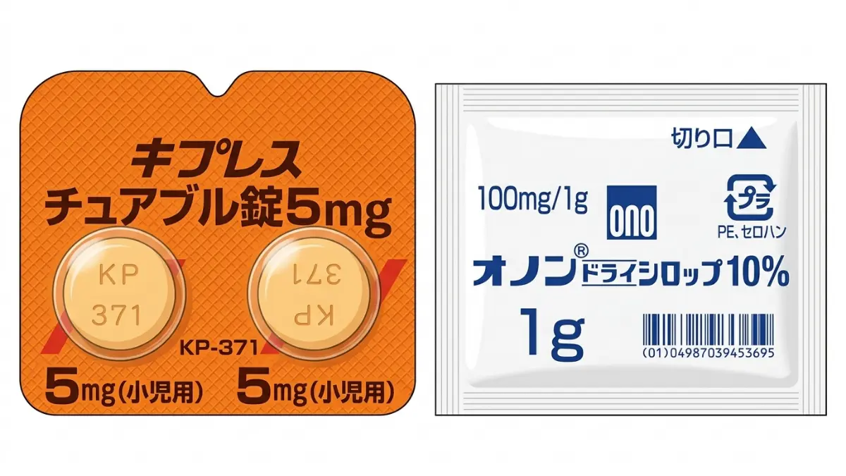 キプレスチュアブルとオノンドライシロップ